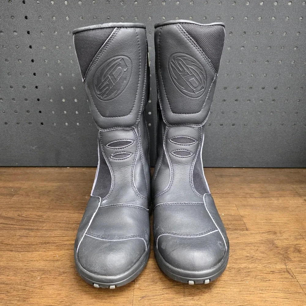 Sidi Touring Motorcycle Boots Mens 7.5 Black Leather Mesh Road